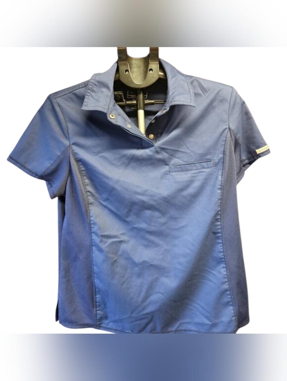 Cherokee Revolution Scrub Top Medium Blue Stretch Workwear NWOT